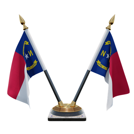 North Carolina Double Desk Flag Stand  3D Illustration