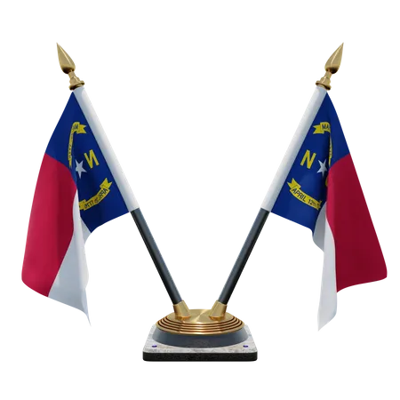 North Carolina Double Desk Flag Stand  3D Illustration