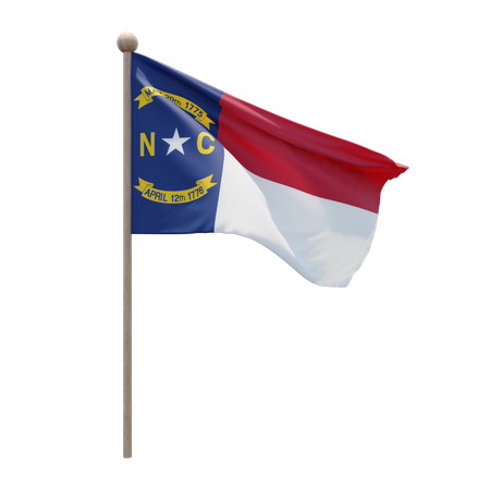 North Carolina Flag Pole  3D Flag