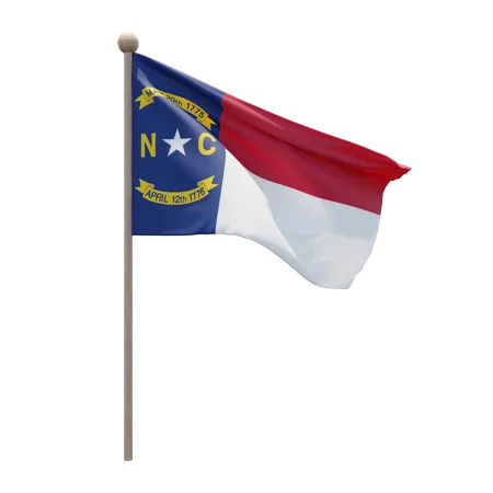North Carolina Flag Pole  3D Illustration