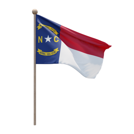 North Carolina Flagpole  3D Illustration