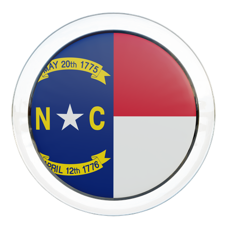 North Carolina Round Flag  3D Icon