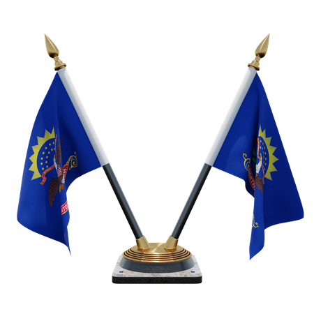 Doppelter Tischflaggenständer für North Dakota  3D Flag