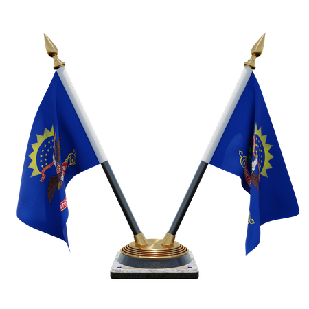 North Dakota Double (V) Desk Flag Stand  3D Icon