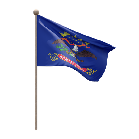 North Dakota Flag Pole  3D Icon
