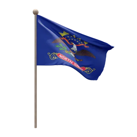 North Dakota Flagpole  3D Flag