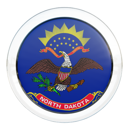 North Dakota Round Flag  3D Icon