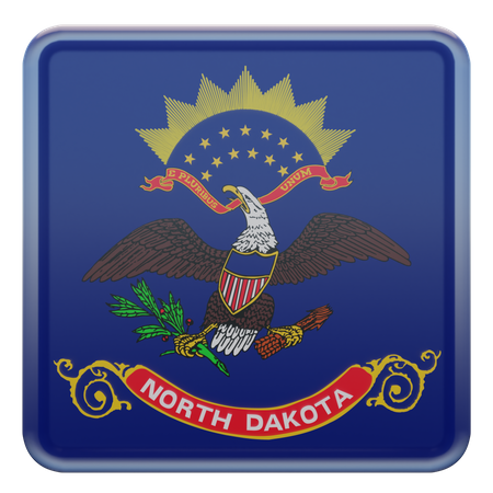 North Dakota Square Flag  3D Icon