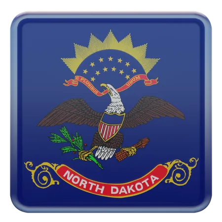 North Dakota Square Flag  3D Icon
