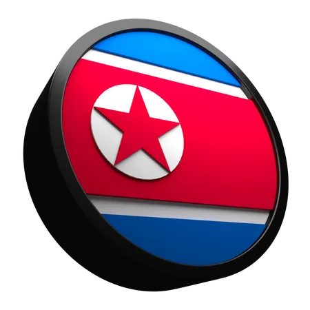 North Korea Flag Icon With 3 D 3D Flag