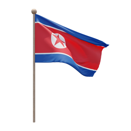 North Korea Flag Pole  3D Illustration