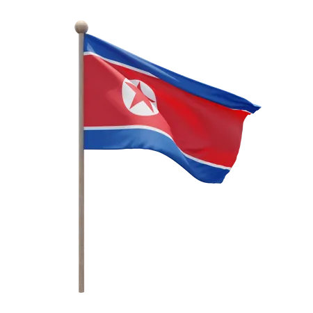 North Korea Flag Pole  3D Flag