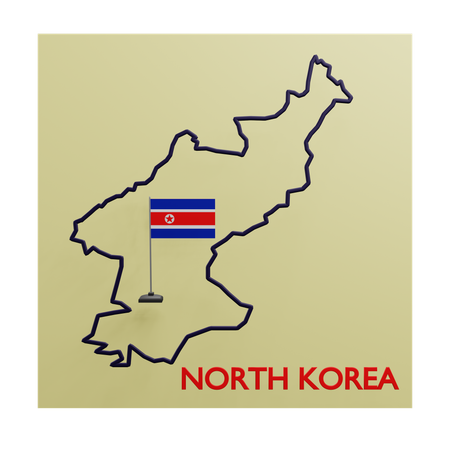 North korea map  3D Icon