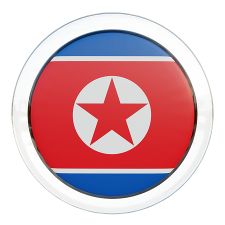 North Korea Round Flag  3D Icon