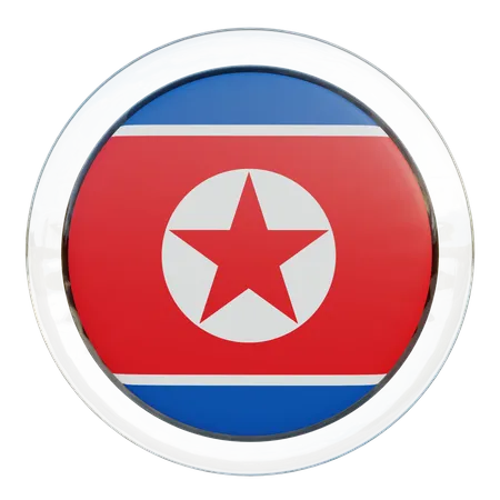 North Korea Round Flag  3D Icon