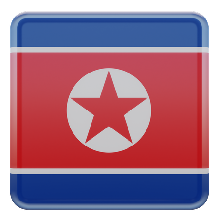 North Korea Square Flag  3D Icon