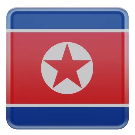 North Korea Square Flag  3D Icon