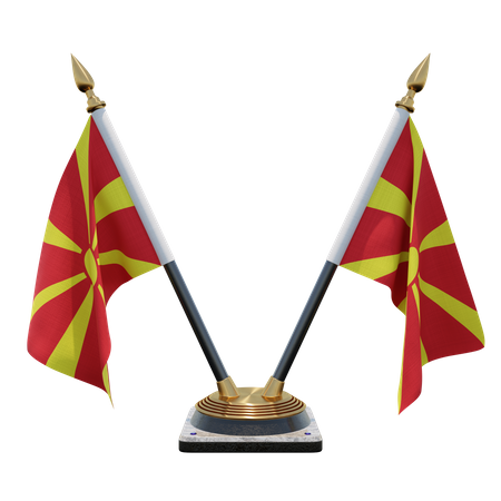 North Macedonia Double (V) Desk Flag Stand  3D Icon