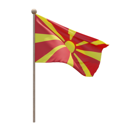North Macedonia Flag Pole  3D Illustration