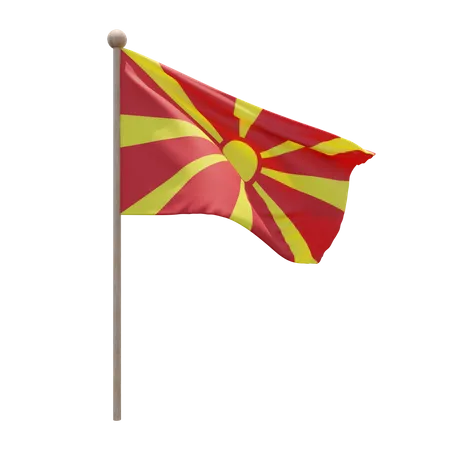 North Macedonia Flag Pole  3D Illustration