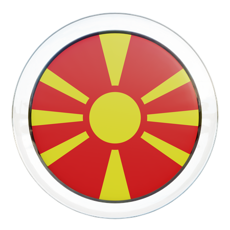 North Macedonia Round Flag  3D Icon