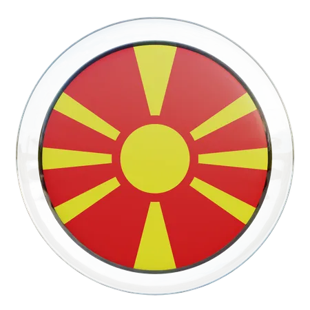 North Macedonia Round Flag  3D Icon