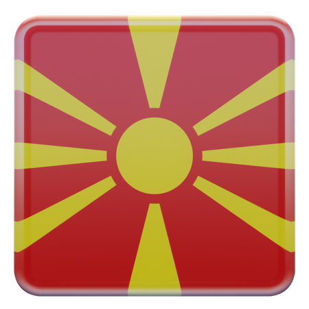 North Macedonia Square Flag  3D Icon