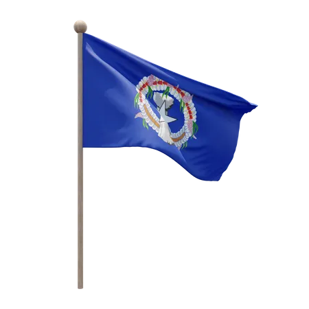 Northern Mariana Islands Flag Pole  3D Flag