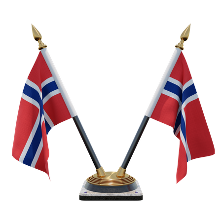 Soporte de bandera de escritorio doble de Noruega  3D Flag