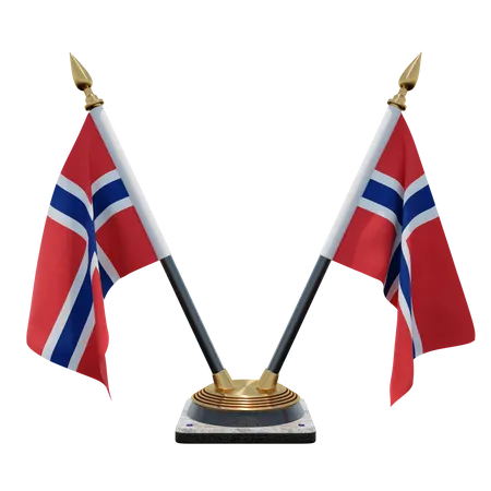 Soporte de bandera de escritorio doble de Noruega  3D Flag