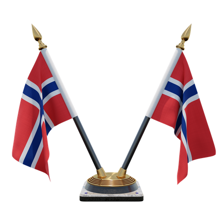 Support de drapeau de bureau double de Norvège  3D Flag