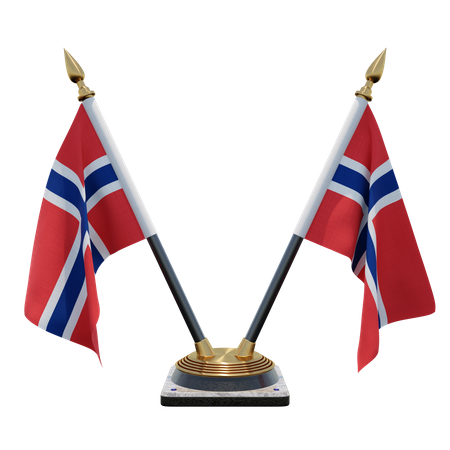 Norway Double Desk Flag Stand  3D Illustration
