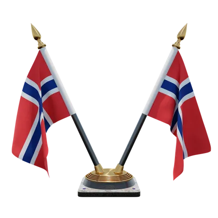 Norway Double Desk Flag Stand  3D Illustration