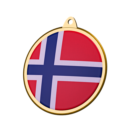 ノルウェー国旗メダルバッジ  3D Icon