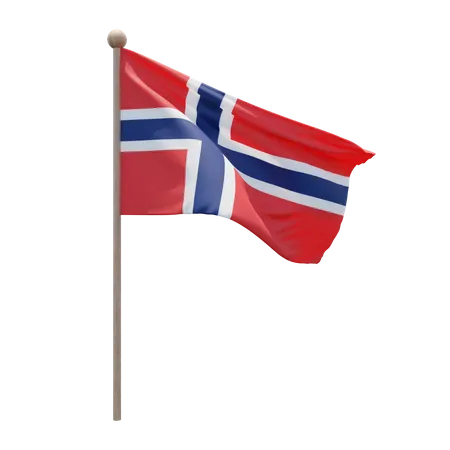 Norway Flag Pole  3D Flag