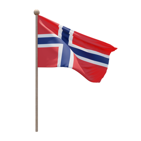 Norwegen Fahnenmast  3D Flag