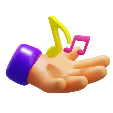 Nota musical con la mano  3D Icon