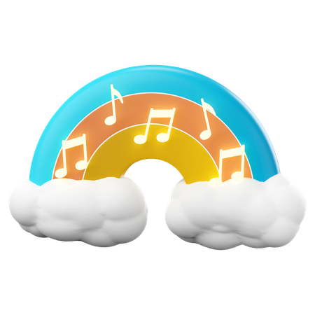 Notas musicais arco-íris  3D Icon