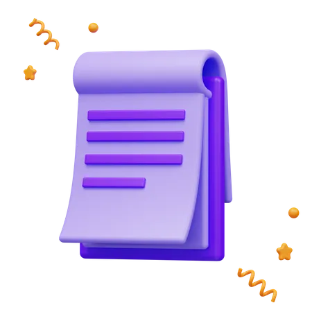 Note Paper File Document Memory List 3 D Rendering For Website Or App 3D Icon
