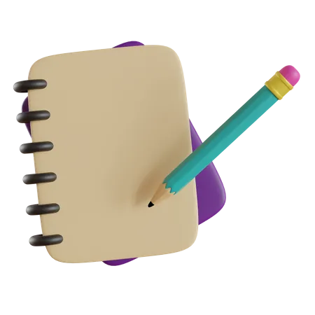 Note And Pencil Isolated On Transaprent Background 3D Icon