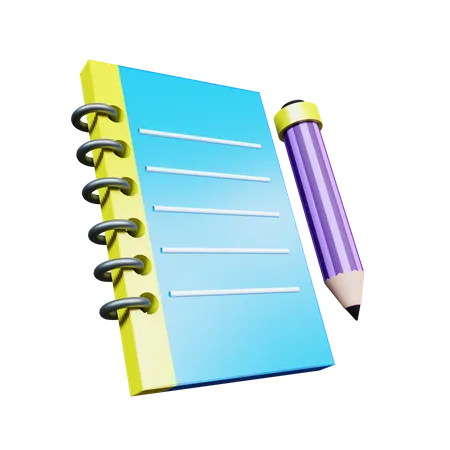 Note Book With Pencil  3D Icon