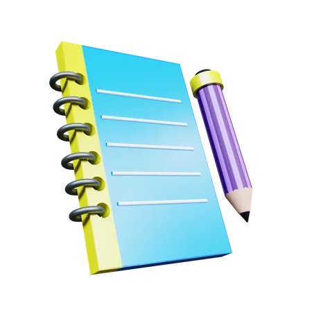 Note Book With Pencil 3D Icon