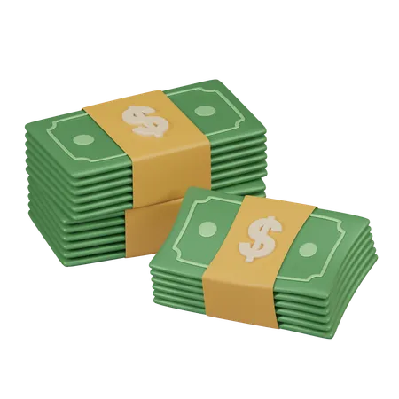 A 3 D Representation Of Two Large Bundles Of Cash Tied With Currency Bands Depicting Significant Financial Wealth Or Business Revenue 3D Icon
