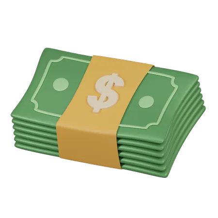 A 3 D Icon Depicting A Neat Stack Of Green Dollar Bills Secured With A Yellow Currency Band Symbolizing Wealth And Financial Assets 3D Icon