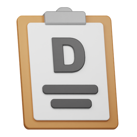 Zeugnis mit Note d  3D Icon