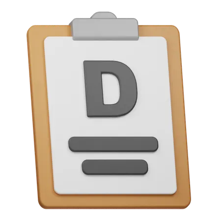 Zeugnis mit Note d  3D Icon