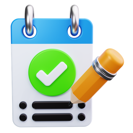 Note With Checkmark Icon  3D Icon