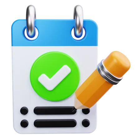 Note With Checkmark Icon  3D Icon