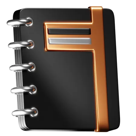 This Icon Features A 3 D Rendering Of A Ring Bound Notebook With A Metallic Finish Representing Organization And Note Taking The Detailed Chrome Rings And The Highlighted Edges Of The Cover Add Depth And Realism Making It An Excellent Representation For Applications Related To Scheduling Planning Or Record Keeping 3D Icon