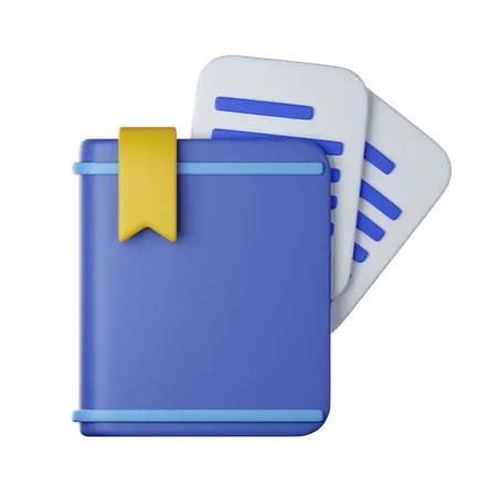 A Bookmark Book And Sheet With Stroke Icon Management Efficient Work On Project Plan Concept Assignment And Exam Work Solution Render Illustration 3D Icon